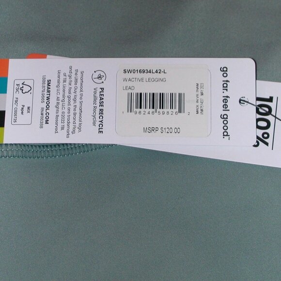 Smartwool Active Leggings Women's Large Pants - Lead Color - NWT $120.00 - Picture 5 of 5